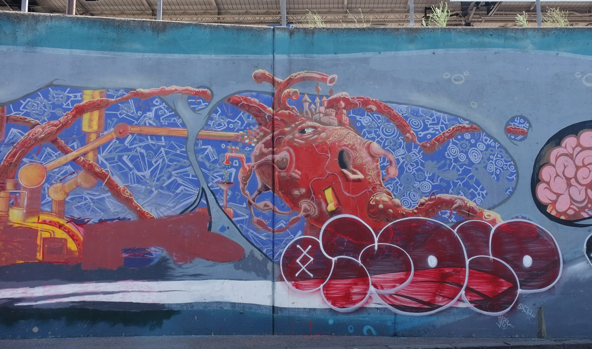 part of a whale mural showing that red heart as a pump